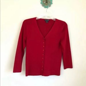Bergdoff Goodman Red Silk Blend Cardigan Sweater M
